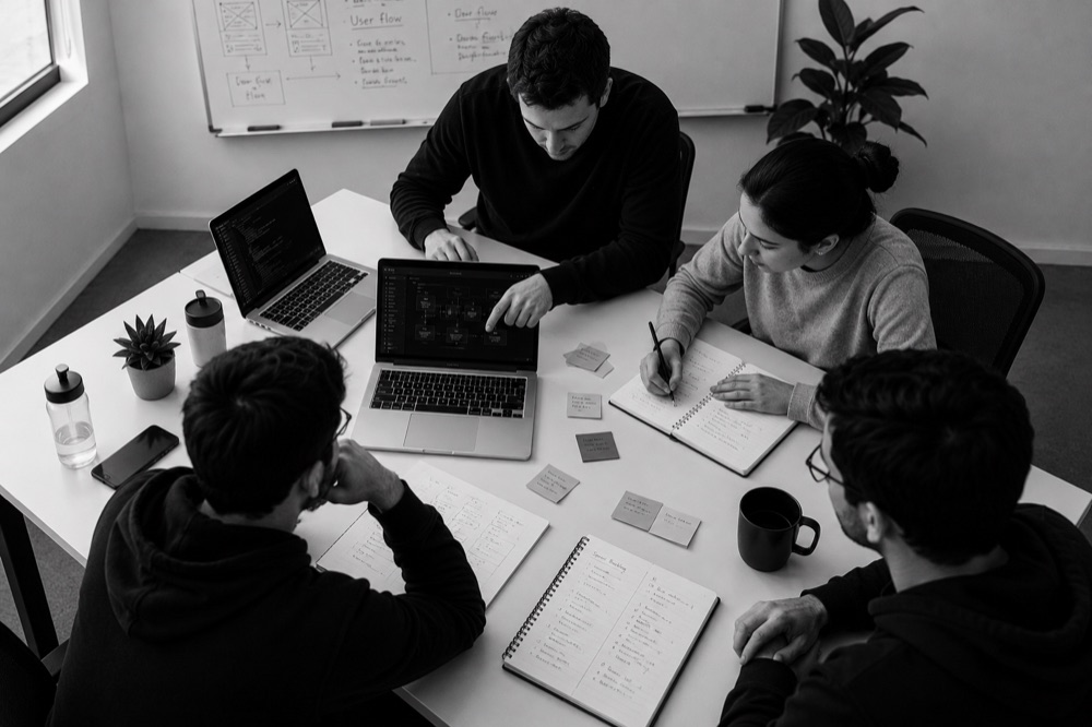A desk set up for continuous work on a live product
